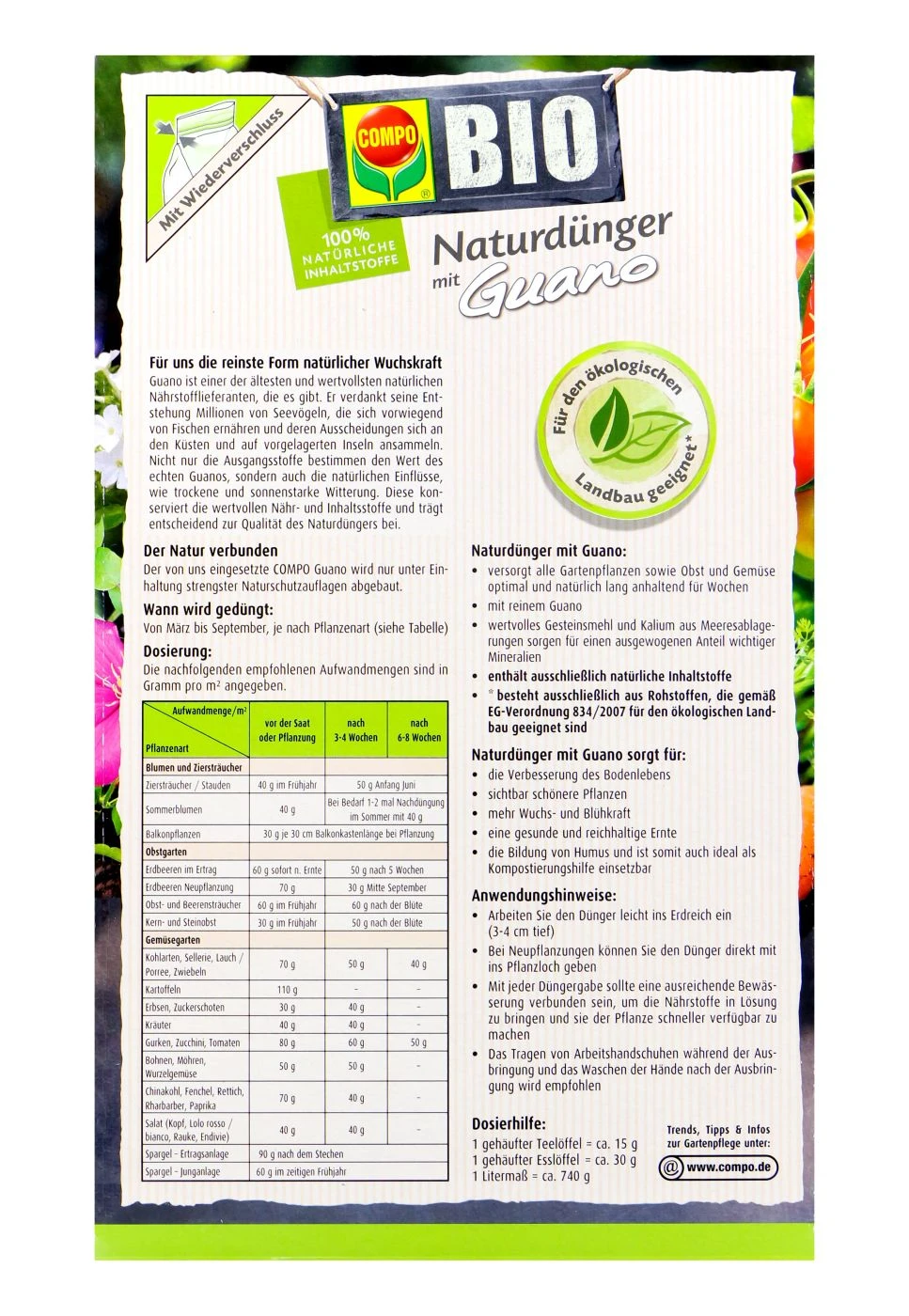 Compo Bio Naturdünger Guano - 1 Kg 2 Compo Bio Naturdünger Guano - 1 Kg - Image 2