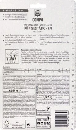 Bestseller -Compo Verkäufe Compo20Gruenpflanzen20und20Palmen20Duengestaebchen 36766 H01