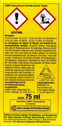 Compo Rasenunkraut-Vernichter Banvel Quattro - 75 Ml -Compo Verkäufe Compo20Rasenunkraut Vernichter20Banvel20Quattro 33419 L01