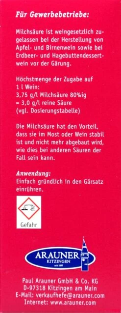 Kitzinger Milchsäure 80 % - 125 G -Compo Verkäufe Milchsaeure 15148 R01