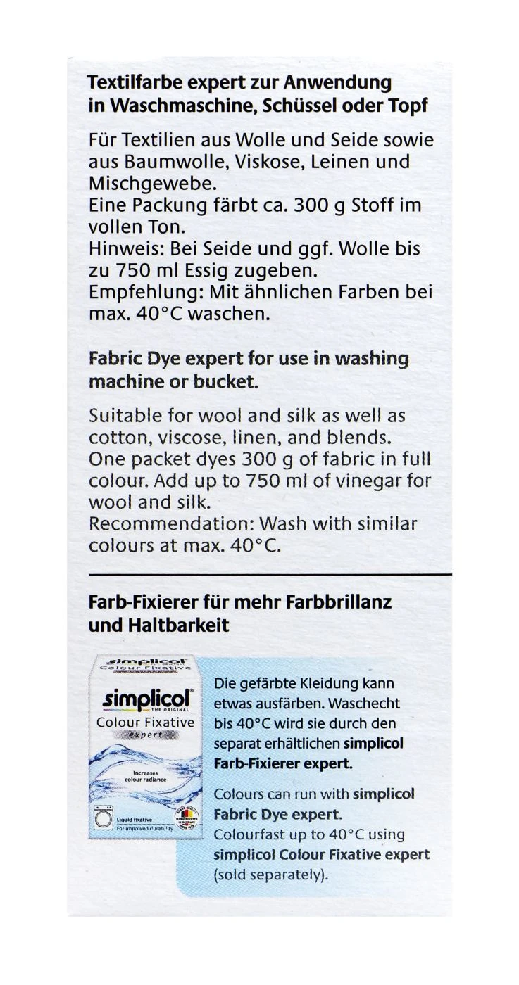 Simplicol Expert Efeu-Grün Textilfarbe - 1713 - 150 G 4 Simplicol Expert Efeu-Grün Textilfarbe - 1713 - 150 G - Image 4