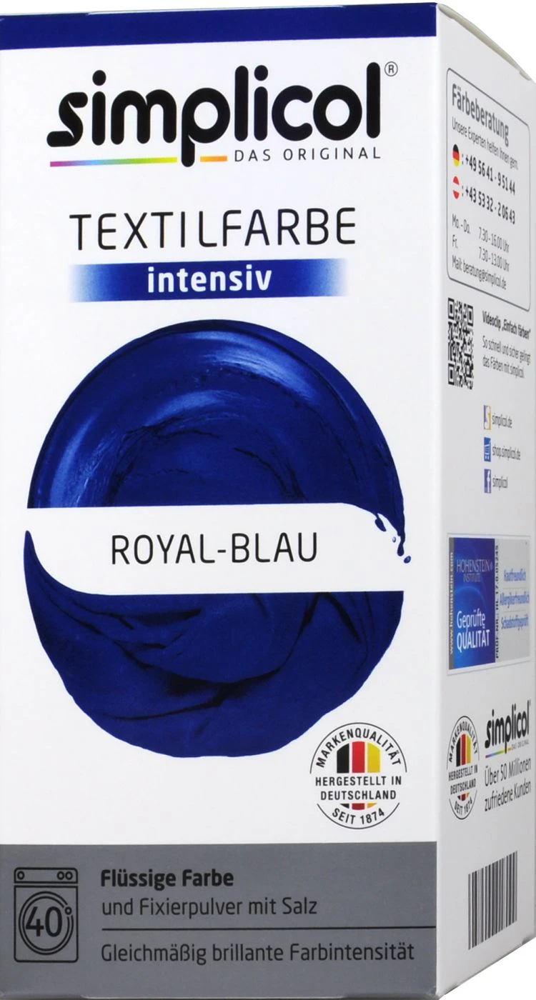 Simplicol Intensiv Royal-Blau Textilfarbe - 1809 1 Simplicol Intensiv Royal-Blau Textilfarbe - 1809